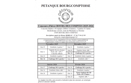 Calendrier des concours d'hiver